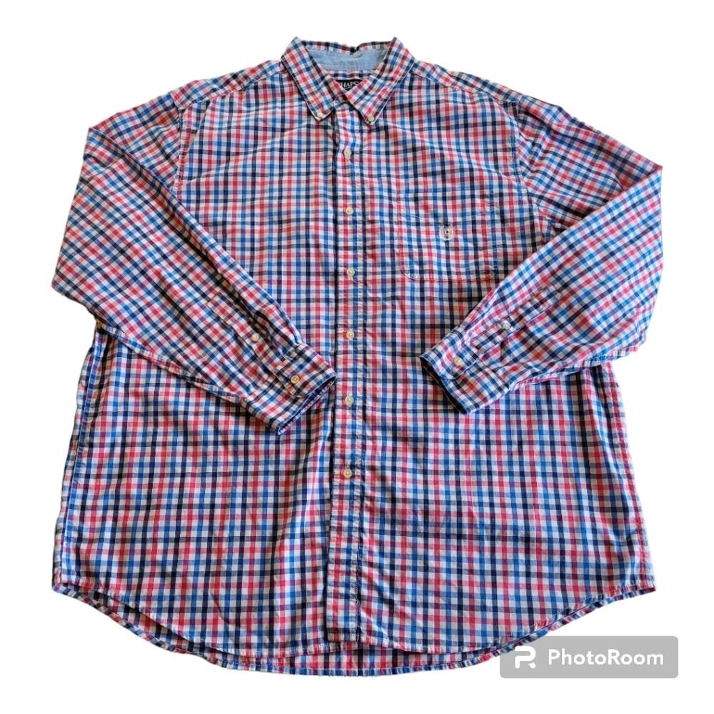 Chaps Mens Easy Care Checkered Long Sleeve 2XL